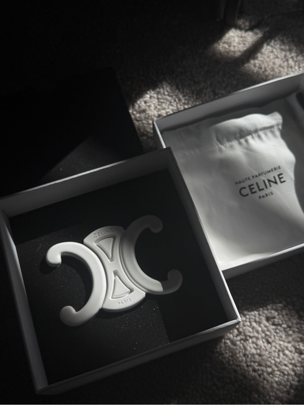 Celine White Ceramic Double C Motif Decorative Object